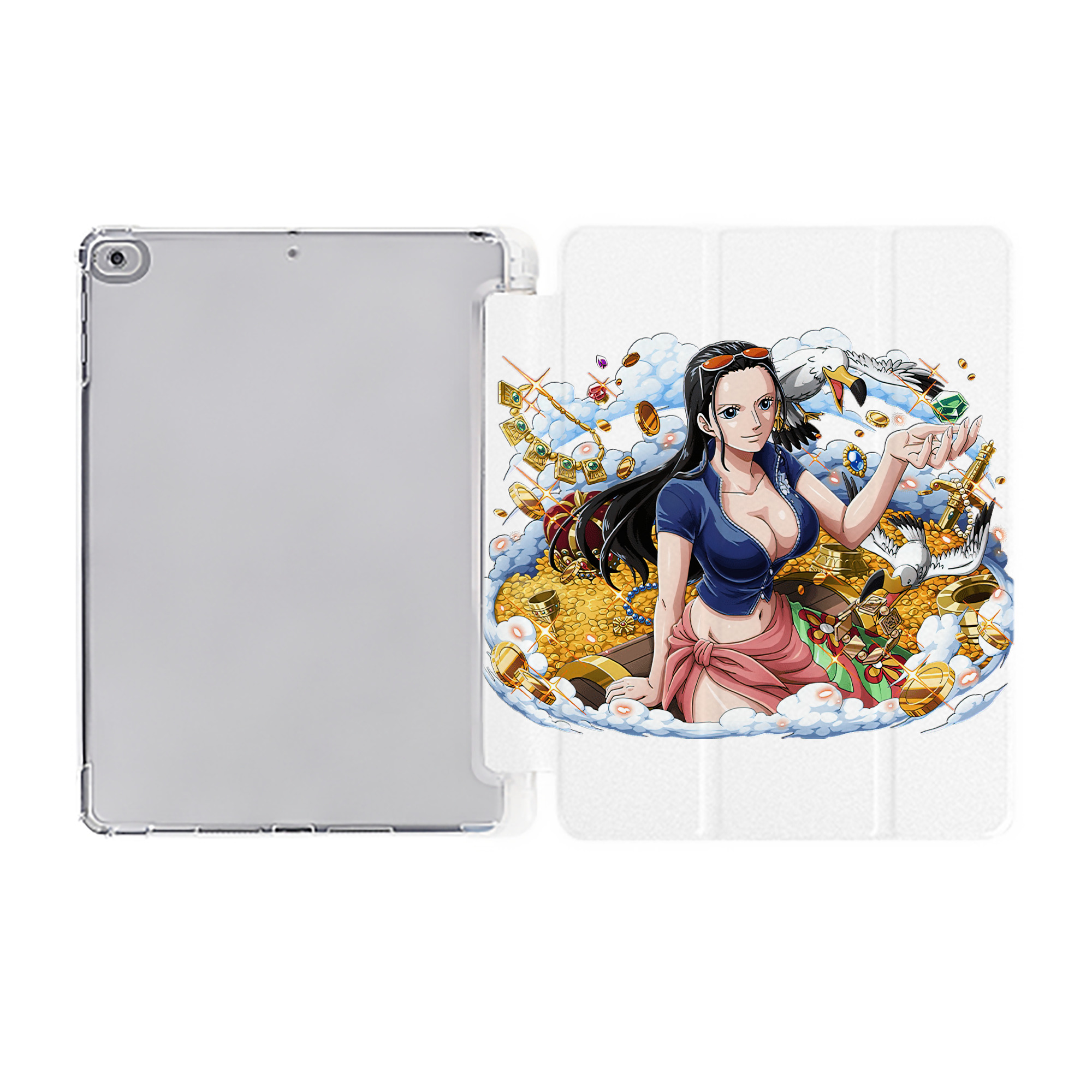 （画像用） ワンピース ニコ・ロビン ONE PIECE Nico Robin IPad ケース ペン収納付き 三つ折りスタンド PUレザー×シリコン 対応機種9.5/10.5/10.9インチ
